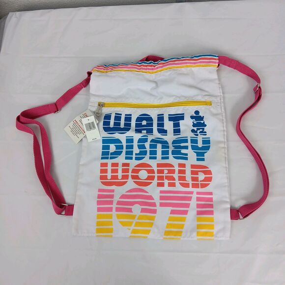 Walt Disney World 1971 Cinch Sack Tote Mickey Mouse Rainbow Colors Disney Parks - Picture 12 of 12